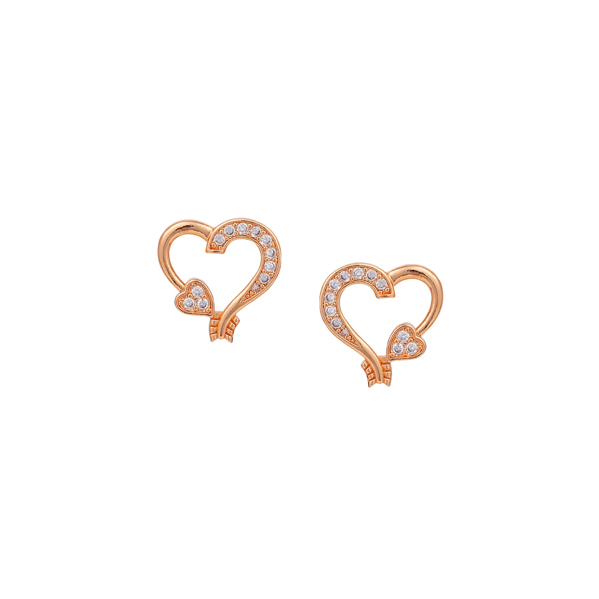 Rose Gold-Plated Heart shape pendant Set with American diamond  for Women & Girls