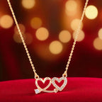 Nilu's Collectin Rose Gold Plated Double Heart Pendant Necklace With American Diamond  for Women and Girls |Anti-Tranish | Anti- Allergy | Office Wear