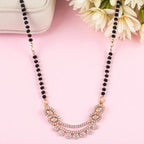 Nilu's Collection Rose Gold Plated CZ Stones Mangalsutra with Black Beads for Women