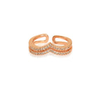 Rose Gold Plated | American Diamond Studded | Adjustable | Finger Ring for Women and Girls, Style 22