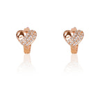 18k Rose Gold Plated Clip On Hoop Earrings, Latest Fancy Stylish Zircon Copper Bali Earrings for Women and Girls (Love)