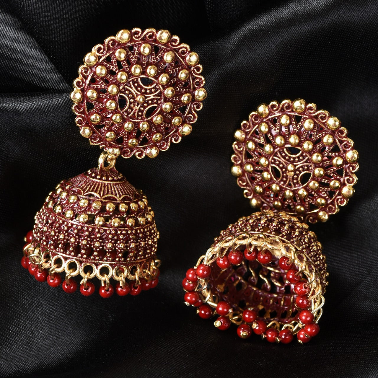 Ethnic Oxidised Jhumka Earring, Long Hangings Traditional Alloy Jhumki Earrings for Women & Girls