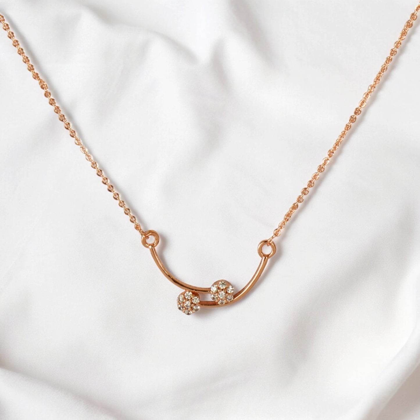 American Diamond Rose Gold Plated Designer Pendant with Chain for Girls