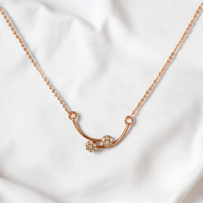 American Diamond Rose Gold Plated Designer Pendant with Chain for Girls