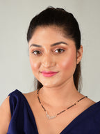 Nilu's Collection Rose Gold Plated Mangalsutra with Black Beads For Women