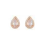 Nilu's Collection Rose Gold Plated Teardrop Stud Earrings with Sparkling AD Stones For Women And GIrls | Anti-Tranish| Anti-Allergy | Office Wear