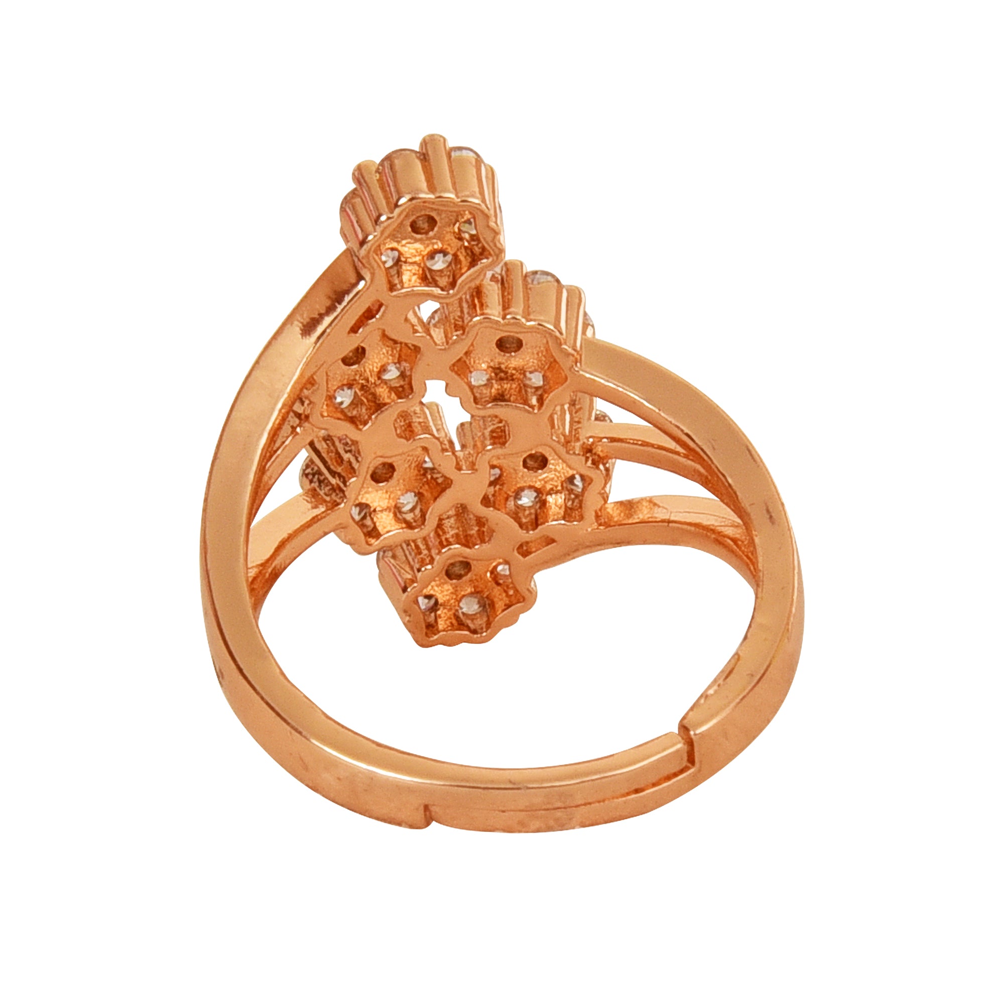 Rose Gold Plated | Adjustable | American Diamond Studded | Finger Ring for Women and Girls, Style 8