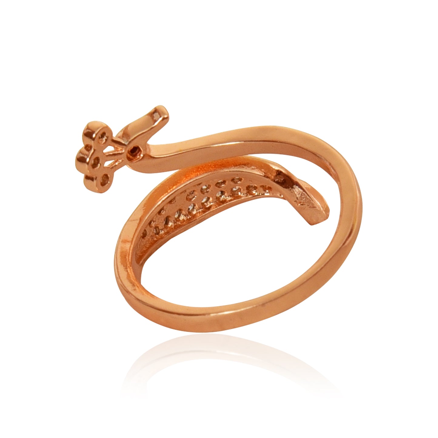 Rose Gold Plated | American Diamond Studded | Adjustable | Finger Ring for Women and Girls, Style 5