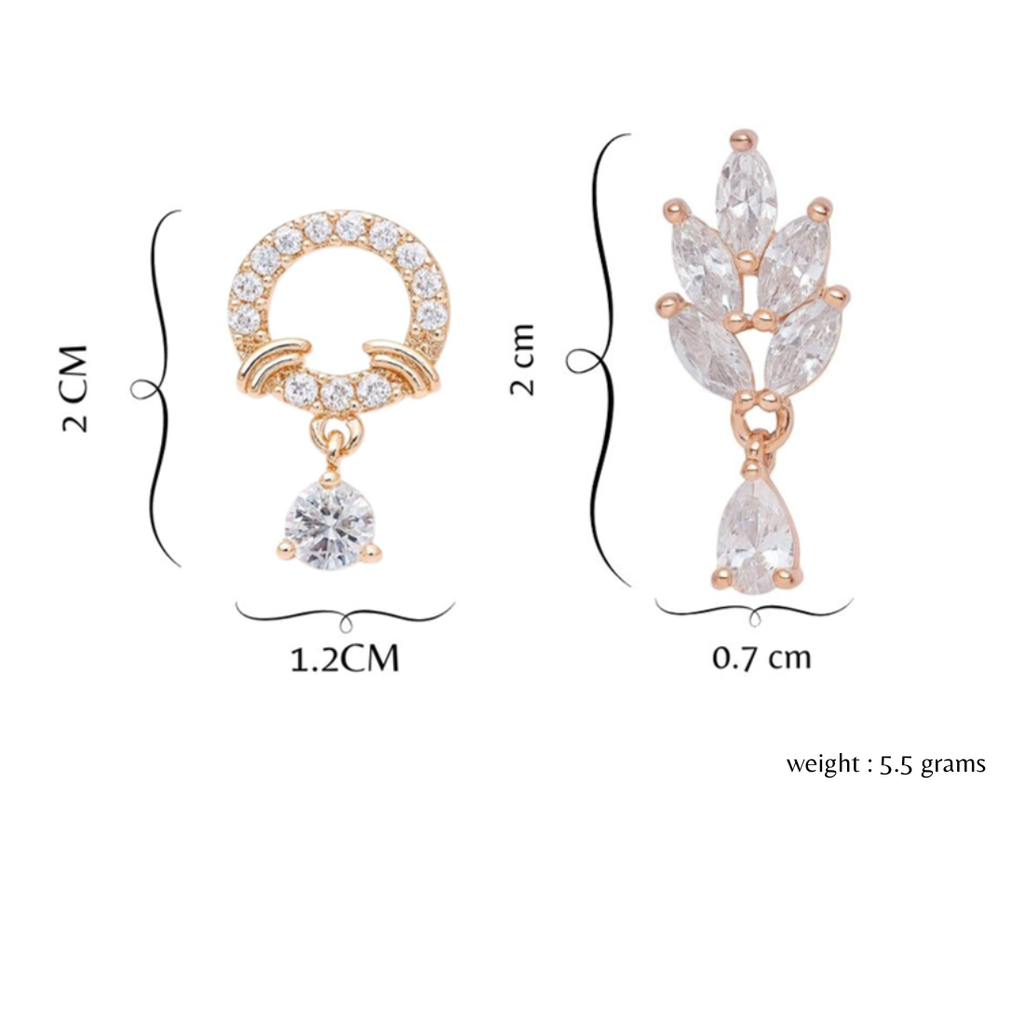 Nilu's Collection Rose Gold Plated Comb Earrings With American Diamond For Women & Girls