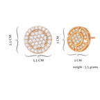 Nilu's Collection Rose Gold Circular Stud Earrings Set with American Diamond For Women & Girls