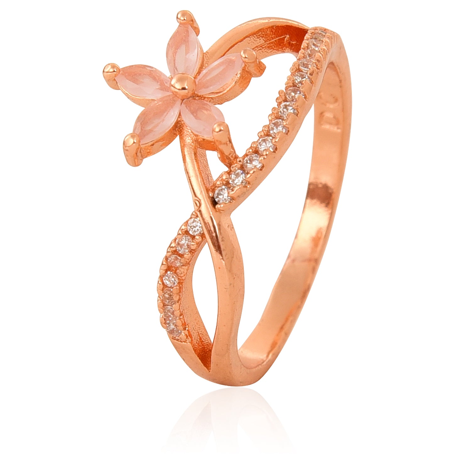 Rose Gold Plated | American Diamond Studded | Adjustable | Finger Ring for Women and Girls, Style 18