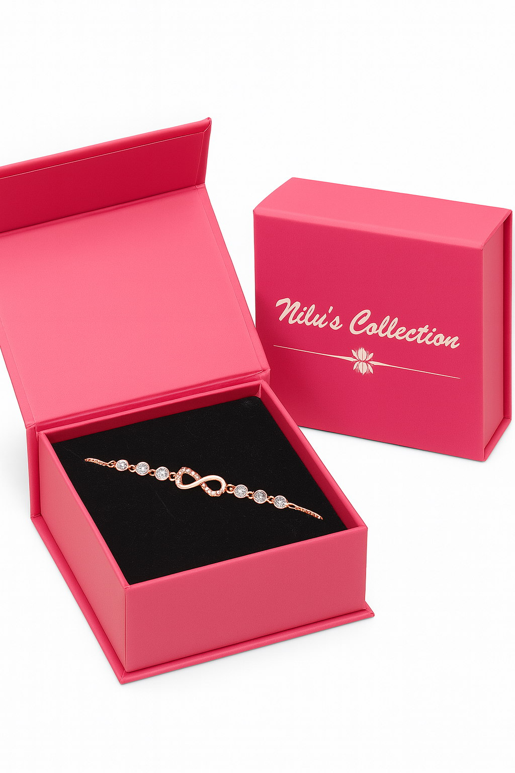 Gift Rose Gold Plated Infinity & Heart Shape Bracelet for Women & Girls