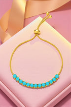 Nilu's Collection Rose Gold Plated Bracelet With American Diamond For Women And Girls (Aqua Colour)