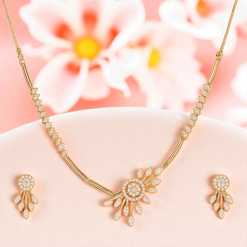 Premium Quality Rose Gold Plated Jewellery Set with AD stone | Anti Tarnish | Anti Allergy