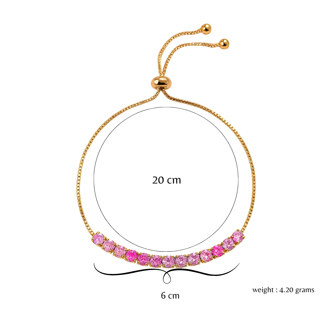 Nilu's Collection Rose Gold Plated Bracelet With Adjustable Slider Chain for Women & Girls( Pink)