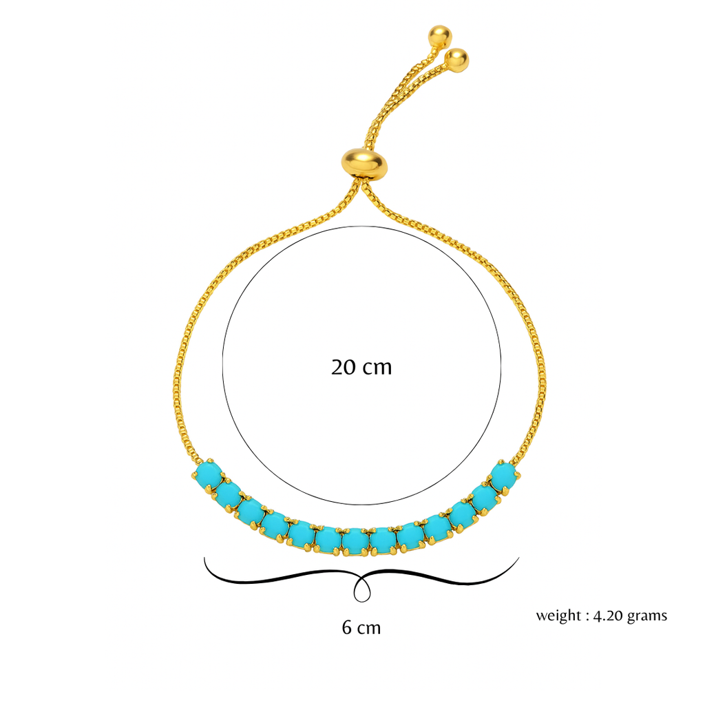 Nilu's Collection Rose Gold Plated Bracelet With American Diamond For Women And Girls (Aqua Colour)