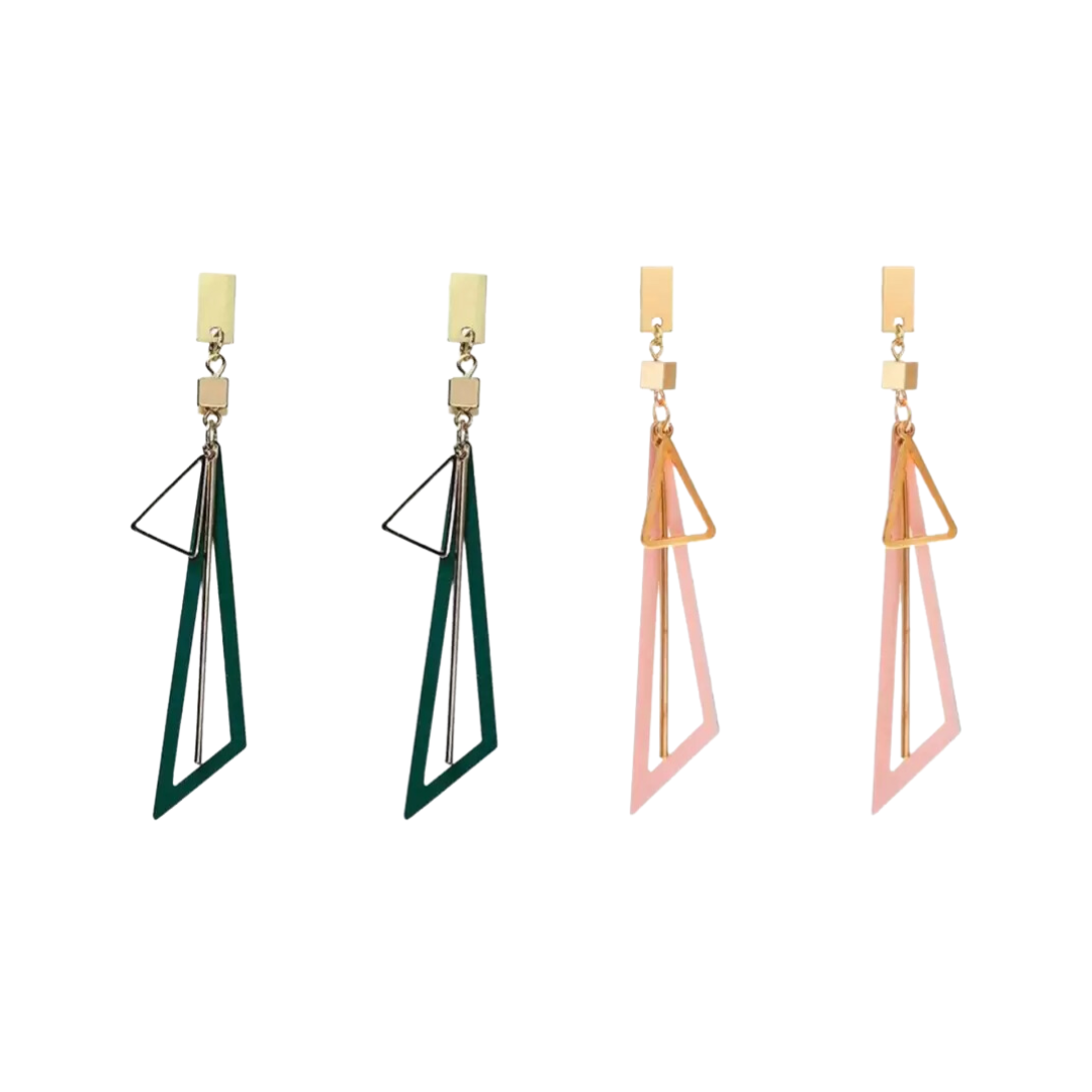 Hollow Triangle Long Earrings Geometric Drop Combo Jewellery Alloy, Zinc Drops & Danglers