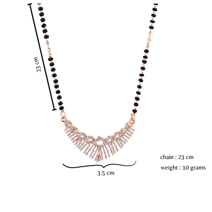 Nilu's Collection Rose Gold Plated Mangalsutra with Black Beads For Women