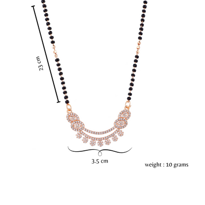 Nilu's Collection Rose Gold Plated CZ Stones Mangalsutra with Black Beads for Women