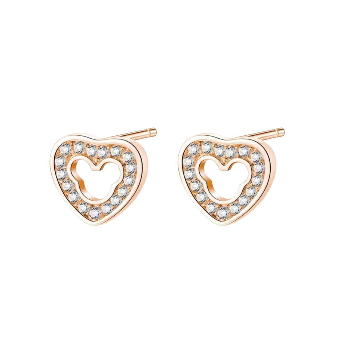 Cute Simple Design Cubic Zirconia Heart-shaped Stud Earrings for Women/Girls, Zircon Alloy Love Shape Earring