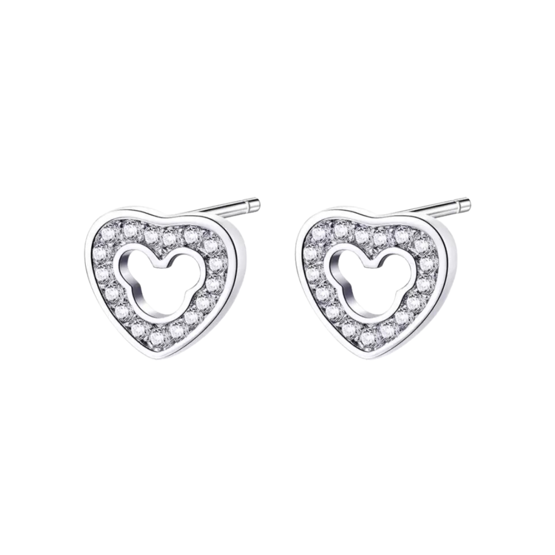 Cute Simple Design Cubic Zirconia Heart-shaped Stud Earrings for Women/Girls, Zircon Alloy Love Shaped Earring