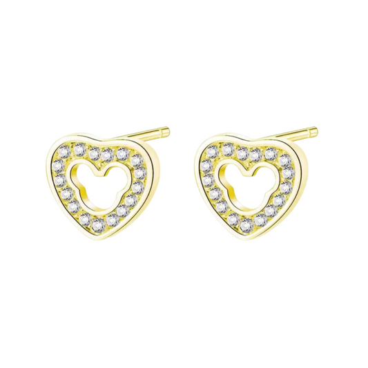 Cute Simple Design Cubic Zirconia Heart-shaped Stud Earrings for Women/Girls, Zircon Alloy Love Shaped Earring