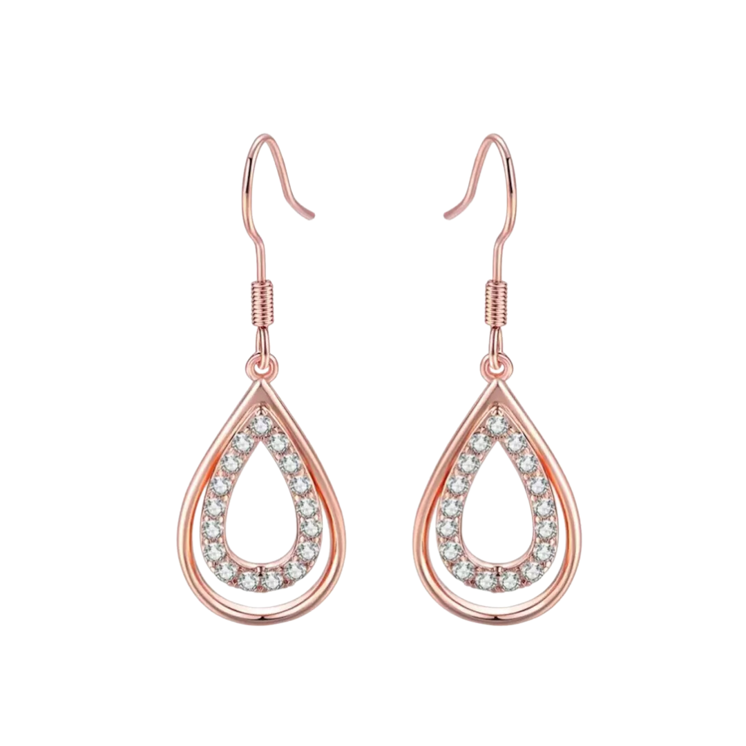 Micro Hollow Water Drop Earrings for Women and Girls Copper Drops & Danglers