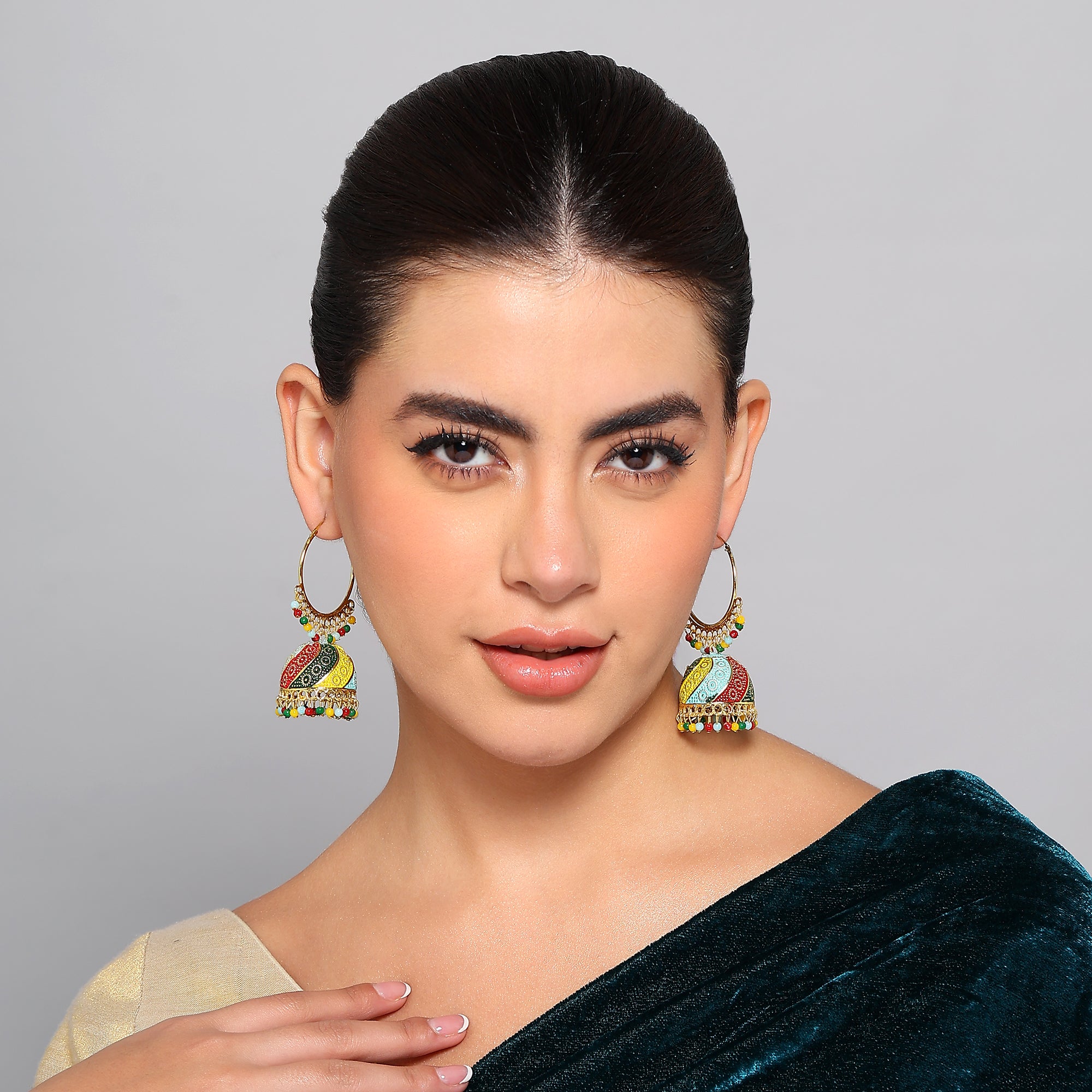 Traditional Multicolor Jhumka Earring for Women and Girls, Indian Ethnic Alloy Jhumki Earrings