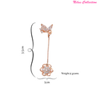 Elegant Rose Gold Floral Drop With American Diamond Earrings with Butterfly Studs For Girls And Women |Gifts For Girls | Marriage Gifts |