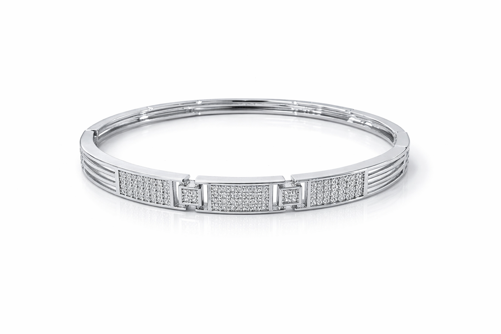 Silver Plated Kada Bracelet with American Diamond for Women And Girls | Anti-Tarnish | Everyday Wear | Office Wear | Anti-Allergy (Kada Size 2-2,2-8)