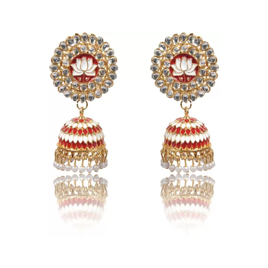 Lotus Shape Jhumka Earrings for Festive/ Party for Women and Girls