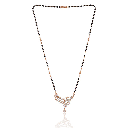 American Diamond Rose Gold Plated Designer Mangalsutra Pendant with chain for Girls and Women