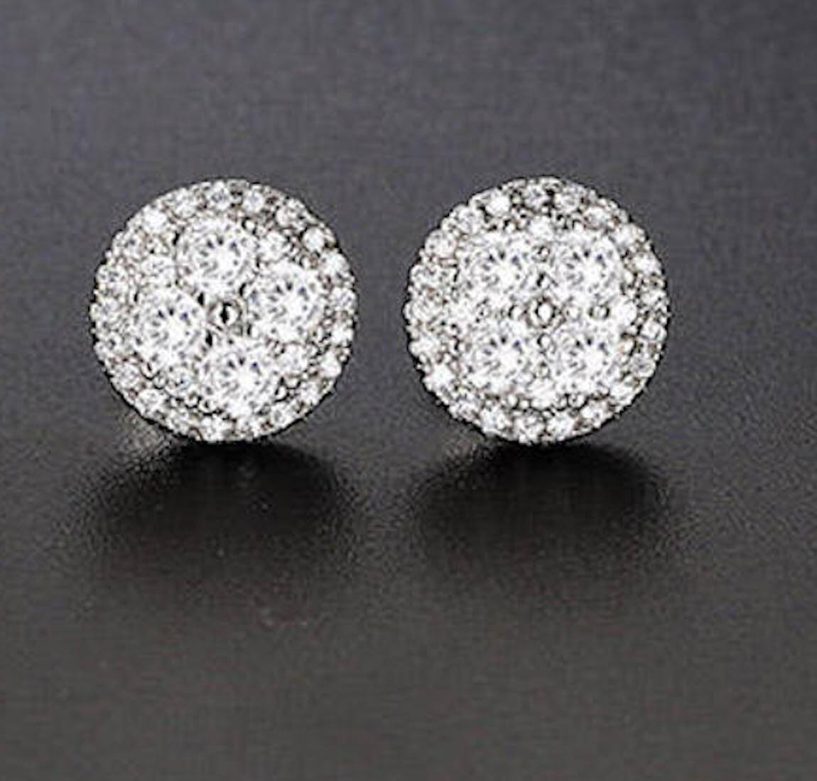 Premium Quality Silver Plated Round Micro Zircon Stone Stud Earring for Woman and Girls