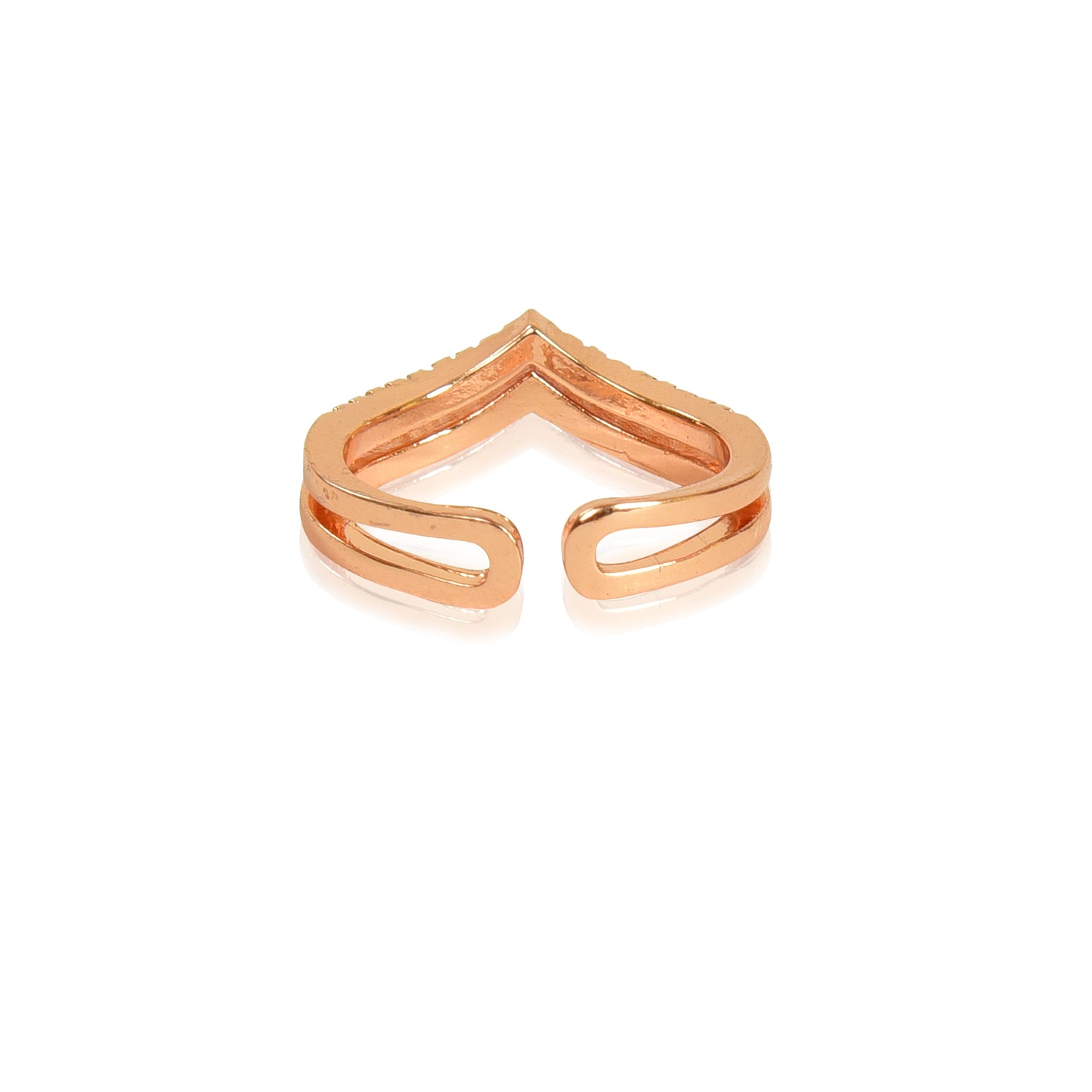 Rose Gold Plated | American Diamond Studded | Adjustable | Finger Ring for Women and Girls, Style 22