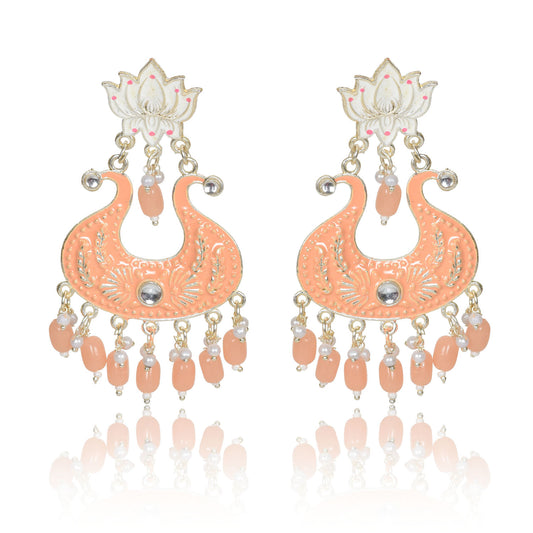 Nilu's Collection Handmade Ethnic Designer Orange Floral Jhumka for Women & Girls Jhumki Earring