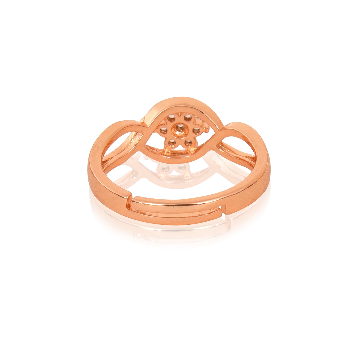 Rose Gold Plated | American Diamond Studded | Adjustable | Finger Ring for Women and Girls, Style 3