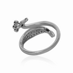 Silver Plated Elegant American Diamond Studded Sparkling Adjustable Finger Ring for Women and Girls
