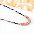 Nilu's Collection Rose Gold Plated CZ Stones Mangalsutra with Black Beads for Women