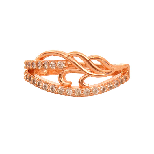 Rose Gold Plated | American Diamond Studded | Adjustable | Finger Ring for Women and Girls, Style 13