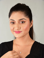 Nilu's Collection Rose Gold Plated Heart Pendant Necklace with American Diamond For Women and Girls