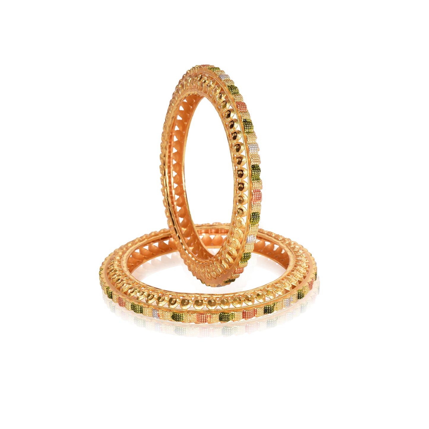 Gold plated Meenakari, Simple and Elegant Ethnic Traditional Bangle Set for Women, Set of 2