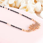 Nilu's Collection Rose Gold Plated Mangalsutra with Motif & Black Beads for Women