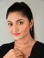 Nilu’s Collection Rose Gold Plated Necklace Set with Matching Earrings | Adjustable Chain | Premium AD Stone Jewelry for Women and Girls