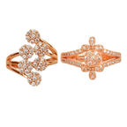 Nilu's Collection Rose Gold Plated Adjustable Finger Ring With American Diamond For Women & Girls