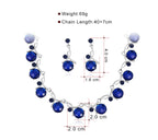 Arabic Design Gold Plated Blue Rhinestone Earrings Necklace Set| Wedding, Engagement, Birthday, Anniversary Collection