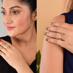 Nilu's Collection Rose Gold Adjustable Finger Ring With American Diamond for Women & Girls