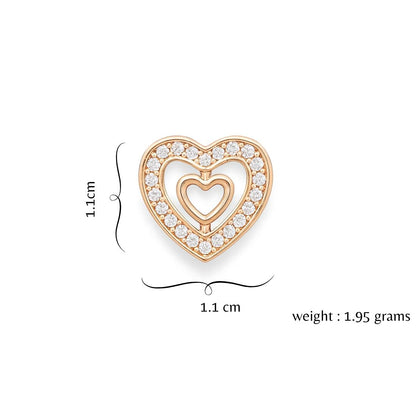 Nilu's Collection Rose Gold Plated Double Heart Stud Earrings with American Diamond For Women And Girls | Anti-Tranish | Anti-Allergy | Office Wear