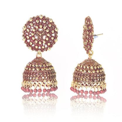 Ethnic Oxidised Jhumka Earring, Long Hangings Traditional Alloy Jhumki Earrings for Women & Girls