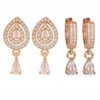 Nilu's Collection Rose Gold Combo Teardrop & Hoop Drop Earrings For Women & Girls