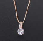 Cubic Zirconia Rose Gold Plated Pendant Necklace with Chain for Women & Girls, Gift Jewelry for Her